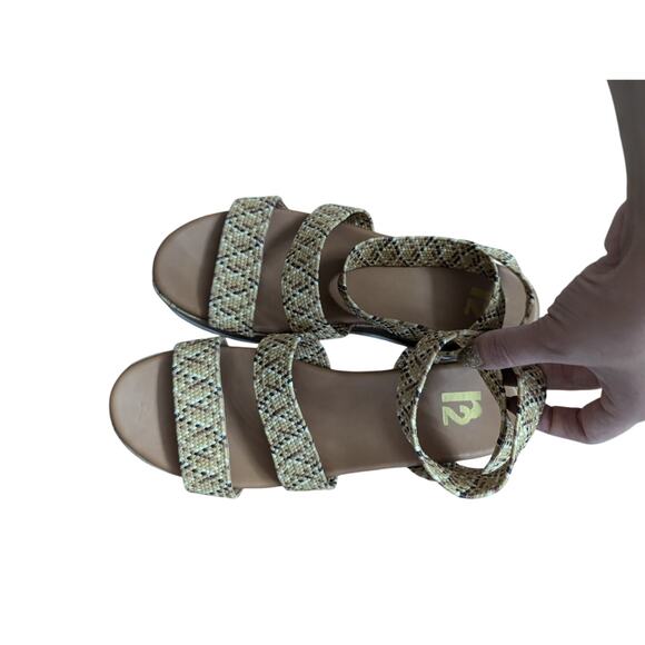 R2 Cork Platform Wedge Sandals Elastic Ankle Straps Open Toe Beige Size US 9.5 - Picture 7 of 10